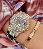 Guess Moonlight Multi Function Diamonds White Dial Rose Gold Steel Strap Watch for Women - GW0320L3 Authentic Buy Shop Now