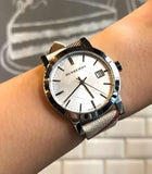 Burberry The City Nova Silver Dial White Leather Strap Watch for Women - BU9022 Authentic Buy Shop Now