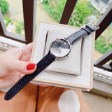 Movado Ultra Slim Black Dial Black Leather Strap Watch For Women - 0607090 Authentic Buy Shop Now