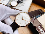 Movado Ultra Slim Silver Dial Brown Leather Strap Watch For Women - 0607093 Authentic Buy Shop Now