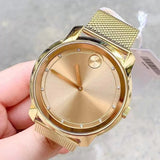Movado Bold Diamonds Gold Dial Gold Mesh Bracelet Watch For Men - 3600460 Authentic Buy Shop Now