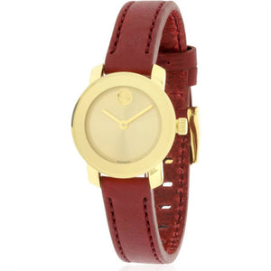 Movado Bold Gold Dial Brown Leather Strap Watch for Women - 3600437 Authentic Buy Shop Now