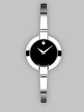 Movado Bela Black Dial Silver Steel Strap Watch For Women - 0606595 Authentic Buy Shop Now