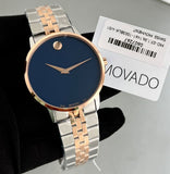 Movado Museum Classic Blue Dial Two Tone Steel Strap Watch for Men - 0607267 Authentic Buy Shop Now