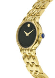 Movado Museum Classic Quartz Black Dial Gold Steel Strap Watch For Women - 0607005 Authentic Buy Shop Now