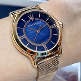 Maserati Epoca Blue Dial Rose Gold Mesh Strap Watch For Women - R8853118503 Authentic Buy Shop Now