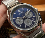 Maserati Trimarano Chronograph Blue Dial Silver Steel Strap Watch For Men - R8873632004 Authentic Buy Shop Now