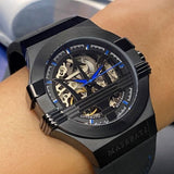 Maserati Potenza Automatic Black Dial Black Leather Strap Watch For Men - R8821108009 Authentic Buy Shop Now