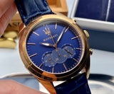 Maserati Traguardo Chronograph Blue Dial Blue Leather Strap Watch for Men - R8871612015 Authentic Buy Shop Now