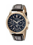 Citizen Eco Drive Calendrier Black Dial Brown Leather StrapWatch For Men - BU2023-12E Authentic Buy Shop Now