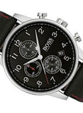 Hugo Boss Navigator Black Dial Black Leather Strap Watch for Men - 1513535 Authentic Buy Shop Now