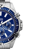 Fossil Garrett Chronograph Blue Dial Silver Steel Strap Watch for Men - FS5623 Authentic Buy Shop Now