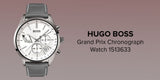 Hugo Boss Grand Prix White Dial Grey Leather Strap Watch for Men - 1513633 Authentic Buy Shop Now