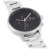 Tommy Hilfiger Chase Quartz Black Dial Silver Steel Strap Watch For Men - 1791485 Authentic Buy Shop Now