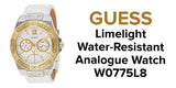 Guess Limelight Quartz Silver Dial White Leather Strap Watch For Women - W0775l8 Authentic Buy Shop Now