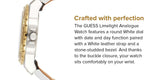 Guess Limelight Quartz Silver Dial White Leather Strap Watch For Women - W0775l8 Authentic Buy Shop Now