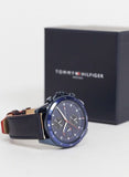 Tommy Hilfiger Parker Chronograph Quartz Blue Dial Blue Leather Strap Watch For Men - 1791839 Authentic Buy Shop Now