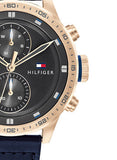 Tommy Hilfiger Trent Chronograph Grey Dial Black Leather Strap Watch For Men - 1791808 Authentic Buy Shop Now