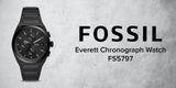 Fossil Everett Chronograph Black Dial Black Steel Strap Watch for Men - FS5797 Authentic Buy Shop Now