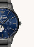 Emporio Armani Renato Automatic Blue Dial Grey Steel Strap Watch For Men - AR60056 Authentic Buy Shop Now