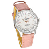 Breitling Navitimer Automatic 35 Mother of Pearl Dial Pink Leather Strap Watch for Women - A17395211A1P3 Authentic Buy Shop Now