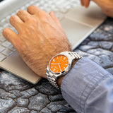 Citizen Tsuyosa Automatic Orange Dial Silver Steel Strap Watch For Men - NJ0151-88Z Authentic Buy Shop Now