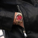 Citizen Tsuyosa Automatic Red Dial Gold Steel Strap Watch For Men - NJ0153-82X Authentic Buy Shop Now