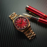 Citizen Tsuyosa Automatic Red Dial Gold Steel Strap Watch For Men - NJ0153-82X Authentic Buy Shop Now