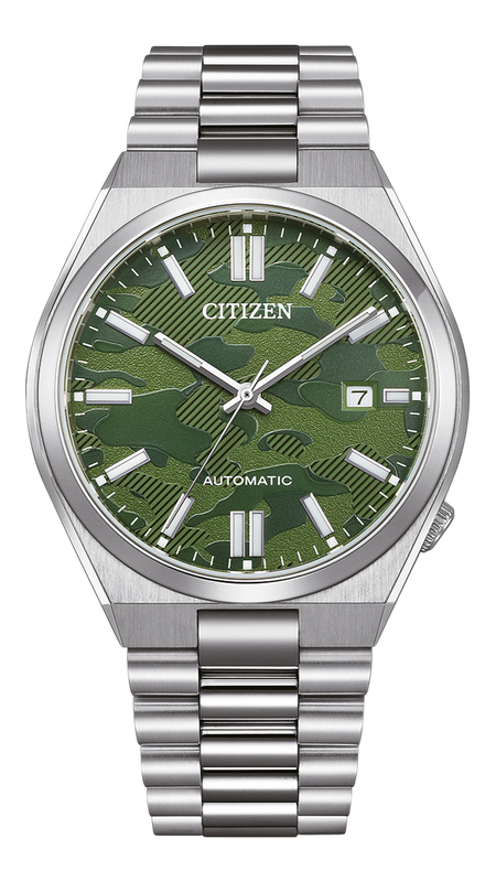 Citizen Tsuyosa Automatic Camouflage Green Dial Silver Steel Strap Watch For Men - NJ0159-86X Authentic Buy Shop Now