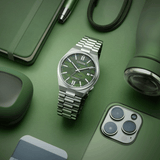 Citizen Tsuyosa Automatic Camouflage Green Dial Silver Steel Strap Watch For Men - NJ0159-86X Authentic Buy Shop Now
