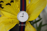 Daniel Wellington Classy Oxford White Dial Two Tone Nylon Strap Watch For Women - DW00100072 Authentic Buy Shop Now