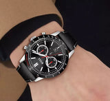 Hugo Boss Rafale Chronograph Black Dial Black Leather Strap Watch For Men - 1513390 Authentic Buy Shop Now