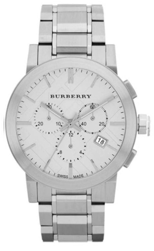 Burberry The City Chronograph Silver Dial Silver Steel Strap Watch for Men - BU9350 Authentic Buy Shop Now