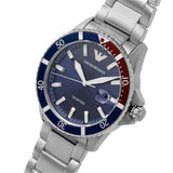 Emporio Armani Diver Quartz Blue Dial Silver Steel Strap Watch For Men - AR11339 Authentic Buy Shop Now