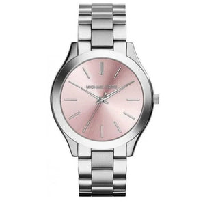 Michael Kors Slim Runway Quartz Pink Dial Silver Steel Strap Watch For Women - MK3380 Authentic Buy Shop Now