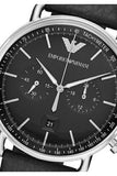 Emporio Armani Aviator Chronograph Black Dial Black Leather Strap Watch For Men - AR11143 Authentic Buy Shop Now