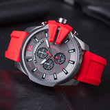 Diesel Mega Chief Chronograph Black Dial Red Silicone Strap Watch For Men - DZ4427 Authentic Buy Shop Now