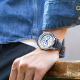 Citizen Eco Drive Calendrier White Dial Blue Leather Strap Watch For Men - BU2020-11A Authentic Buy Shop Now