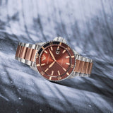 Emporio Armani Diver Quartz Brown Dial Two Tone Steel Strap Watch For Men - AR11340 Authentic Buy Shop Now
