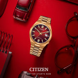 Citizen Tsuyosa Automatic Red Dial Gold Steel Strap Watch For Men - NJ0153-82X Authentic Buy Shop Now