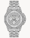 Bulova Crystal Collection Pave Silver Dial with Crystals Silver Steel Strap Watch for Men - 96C134 Authentic Buy Shop Now