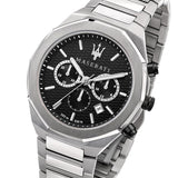 Maserati Stile Chronograph Black Dial Silver Steel Strap Watch For Men - R8873642004 Authentic Buy Shop Now