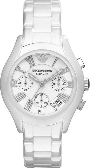 Emporio Armani Chronograph Ceramic White Dial Watch For Women - AR1403 Authentic Buy Shop Now