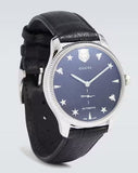 Gucci G Timeless Automatic Blue Dial Black Leather Strap Watch For Men - YA126347 Authentic Buy Shop Now