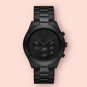 Michael Kors Slim Runway Chronograph Black Dial Black Steel Strap Watch For Men - MK8919 Authentic Buy Shop Now