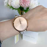 Michael Kors Jayne Three Hand Rose Gold Dial White Leather Strap Watch For Women - MK7128 Authentic Buy Shop Now