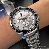 Maserati Traguardo Chronograph Silver Dial Silver Steel Strap Watch For Men - R8873612049 Authentic Buy Shop Now