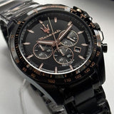Maserati Traguardo Chronograph Black Dial Black Steel Strap Watch For Men - R8873612048 Authentic Buy Shop Now