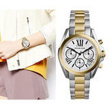 Michael Kors Bradshaw Chronograph Silver Dial Two Tone Steel Strap Watch For Women - MK5912 Authentic Buy Shop Now