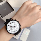 Emporio Armani Chronograph Quartz Silver Dial Black Rubber Strap Watch For Men - AR11048 Authentic Buy Shop Now